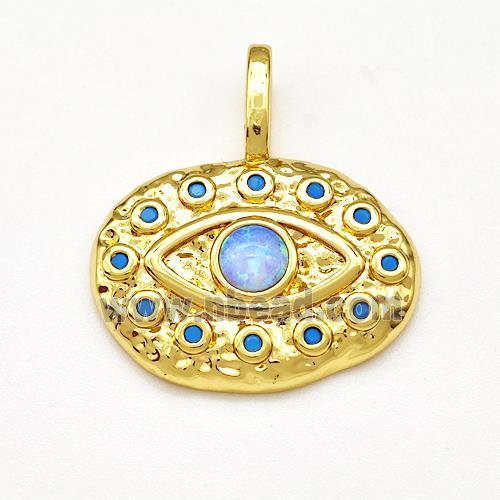 Copper Eye Pendant Micro Pave Zirconia Gold Plated