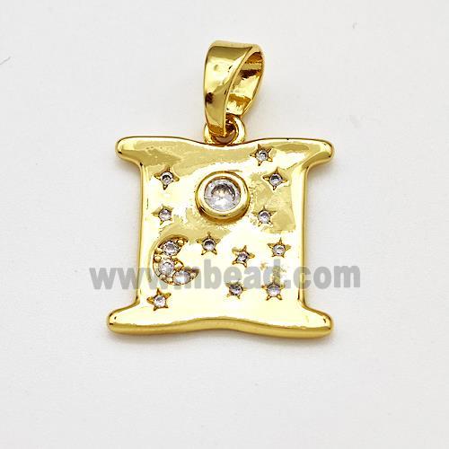 Copper Moon Sun Pendant Pave Zircon Gold Plated