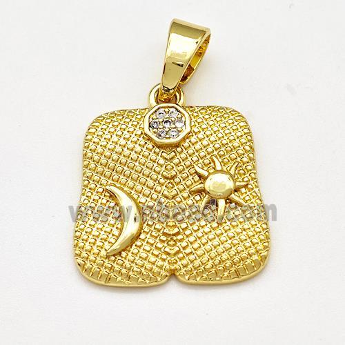 Copper Moon Sun Pendant Pave Zircon Gold Plated