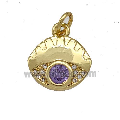 Copper Eye Pendant Pave Zircon Gold Plated