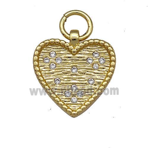 Copper Heart Pendant Micro Pave Zirconia Gold Plated