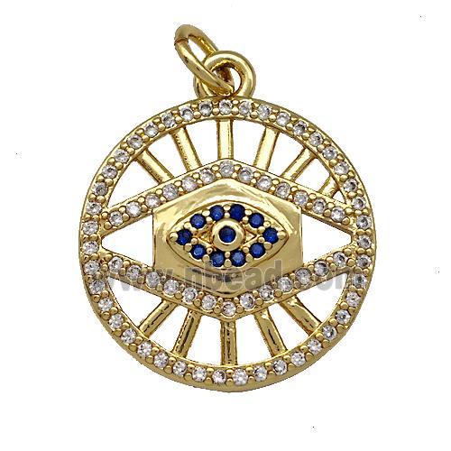 Copper Circle Pendant Pave Zircon Gold Plated