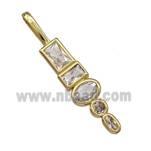 Copper Stick Pendant Micro Pave Zirconia Gold Plated