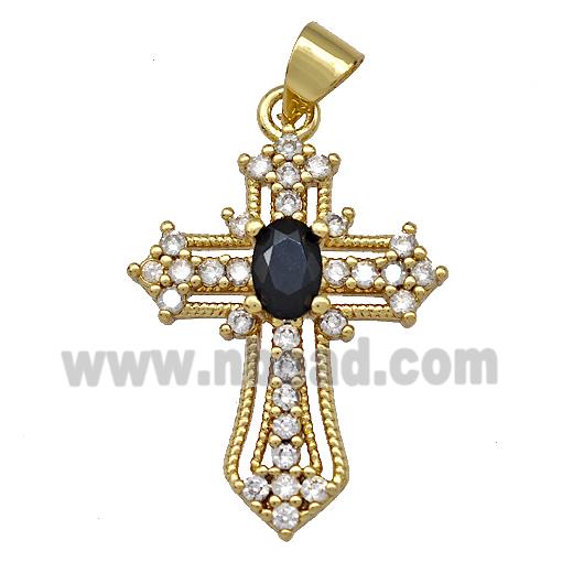 Copper Cross Pendant Micro Pave Zirconia Gold Plated