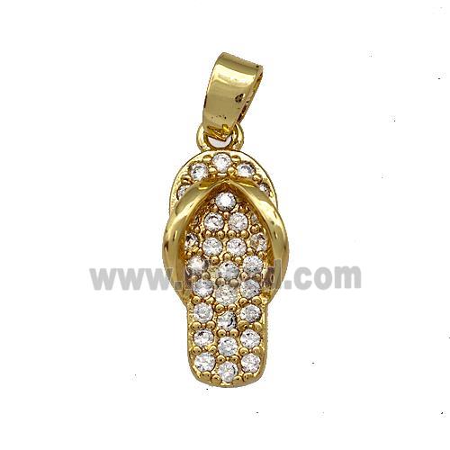 Copper Shoes Charms Pendant Pave Zircon Gold Plated