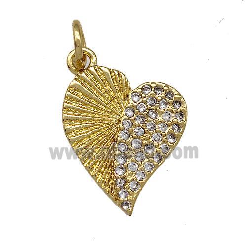 Copper Heart Pendant Pave Zirconia Gold Plated