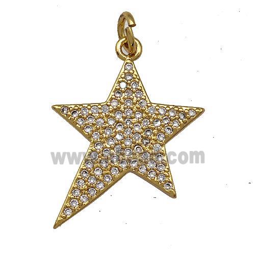 Copper Star Pendant Micro Pave Zirconia Gold Plated