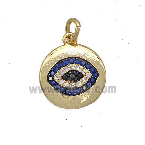 Copper Eye Charms Pendant Pave Zircon Circle Gold Plated