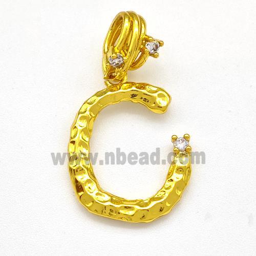 Copper Letter-C Pendant Pave Zircon Gold Plated