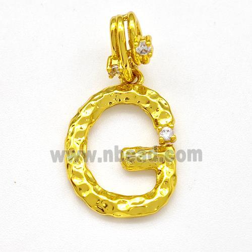 Copper Letter-G Pendant Pave Zircon Gold Plated