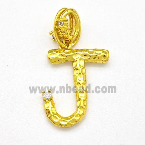 Copper Letter-J Pendant Pave Zircon Gold Plated