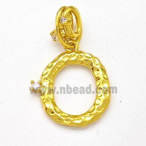 Copper Letter-O Pendant Pave Zircon Gold Plated