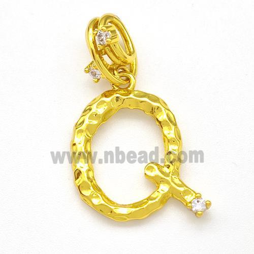 Copper Letter-Q Pendant Pave Zircon Gold Plated