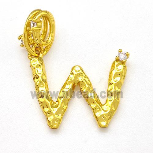 Copper Letter-W Pendant Pave Zircon Gold Plated