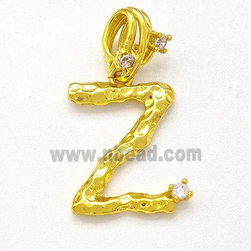 Copper Letter-Z Pendant Pave Zircon Gold Plated