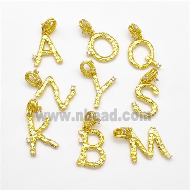 Copper Letter Pendant Pave Zircon Mixed Alphabet Gold Plated