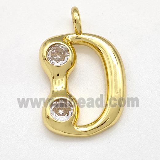 Copper Letter-D Pendant Pave Zircon Gold Plated