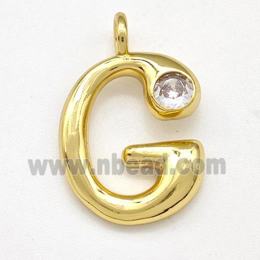 Copper Letter-G Pendant Pave Zircon Gold Plated