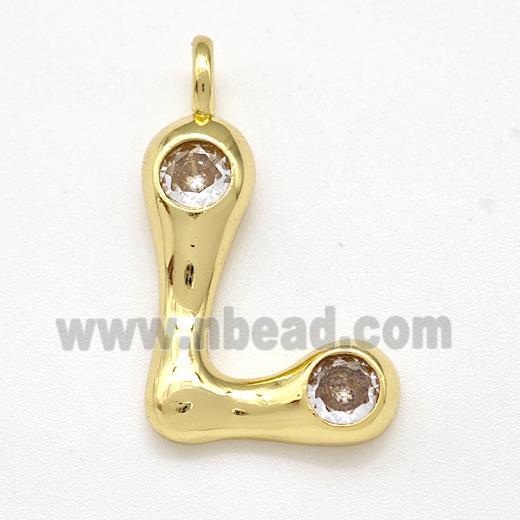 Copper Letter-L Pendant Pave Zircon Gold Plated