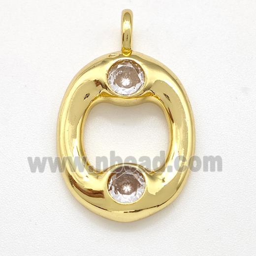 Copper Letter-O Pendant Pave Zircon Gold Plated