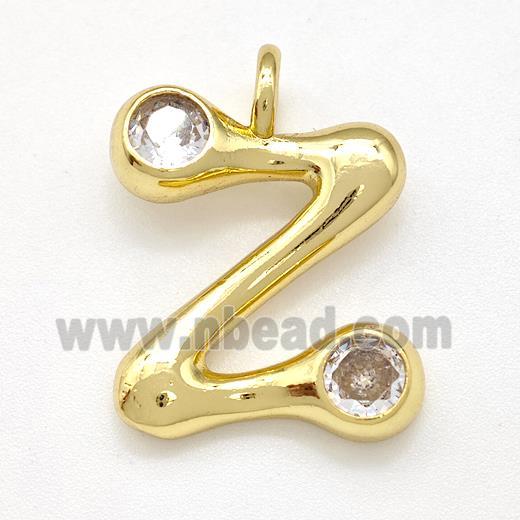 Copper Letter-Z Pendant Pave Zircon Gold Plated