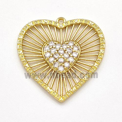 Copper Heart Pendant Micro Pave Zirconia Gold Plated