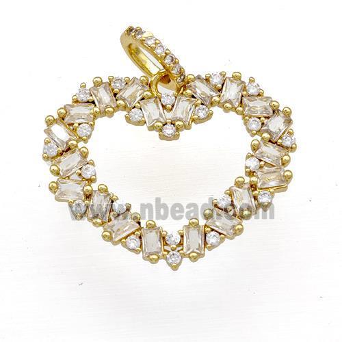 Copper Heart Pendant Micro Pave Zirconia Gold Plated