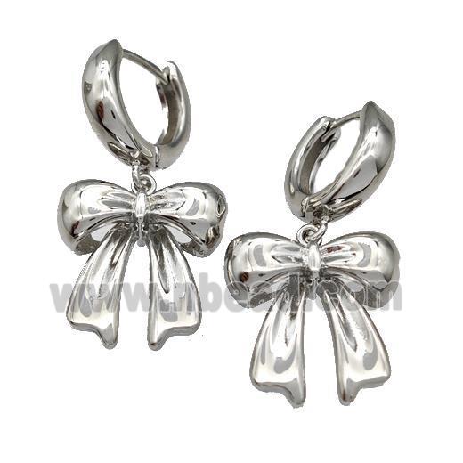 Copper Bow Hoop Earrings Platinum Plated