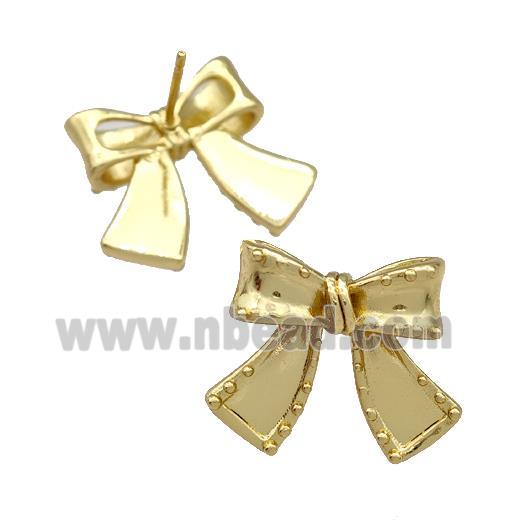 Copper Bow Stud Earrings Gold Plated