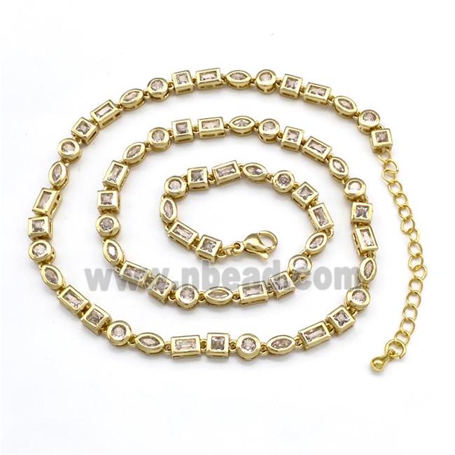 Copper Necklaces Pave Zircon Gold Plated