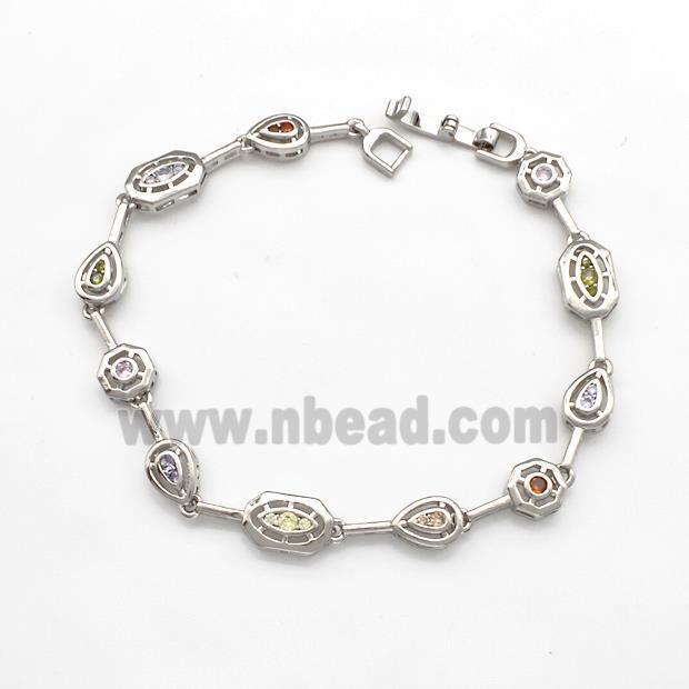 Copper Bracelets Pave Zircon Platinum Plated