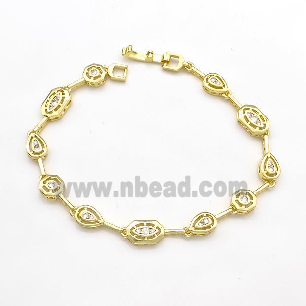 Copper Bracelets Pave Zircon Gold Plated