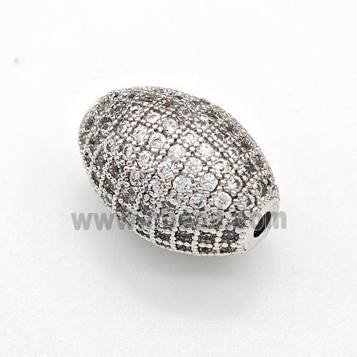 Copper Rice Beads Micro Pave Zirconia Platinum Plated