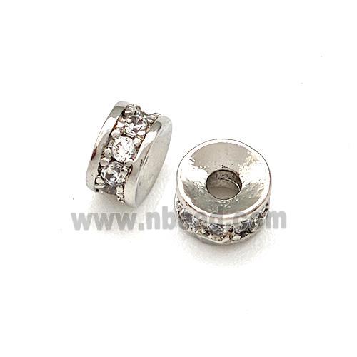 Copper Heishi Beads Pave Zirconia Platinum Plated