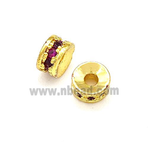 Copper Heishi Beads Pave Zirconia Gold Plated