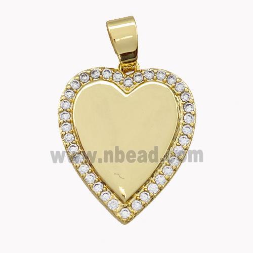 Copper Heart Pendant Micro Pave Zirconia Gold Plated