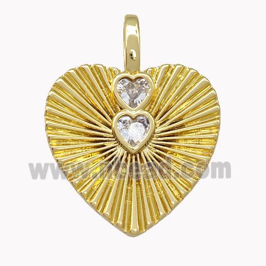 Copper Heart Pendant Pave Zirconia Gold Plated