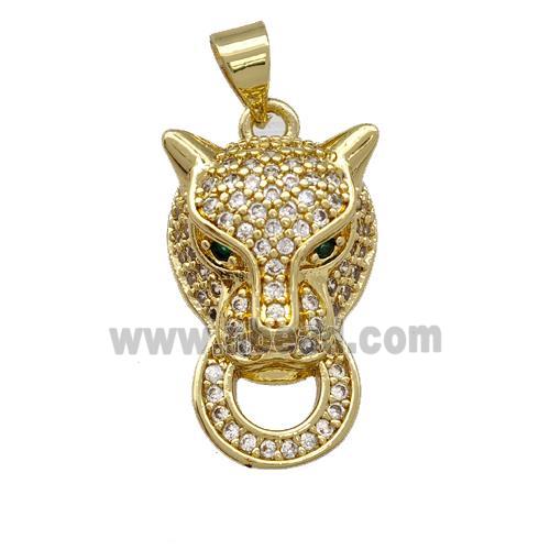 Copper Leopard Pendant Pave Zirconia Gold Plated