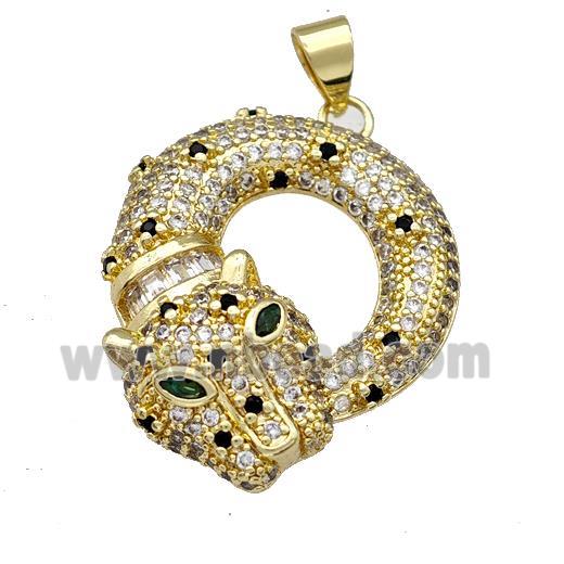 Copper Leopard Pendant Pave Zirconia Gold Plated