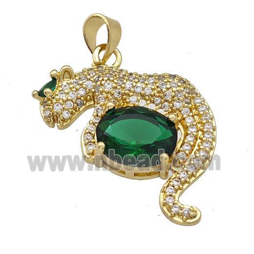 Copper Leopard Pendant Pave Zirconia Gold Plated