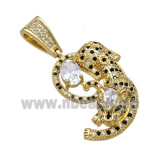 Copper Leopard Pendant Pave Zirconia Gold Plated