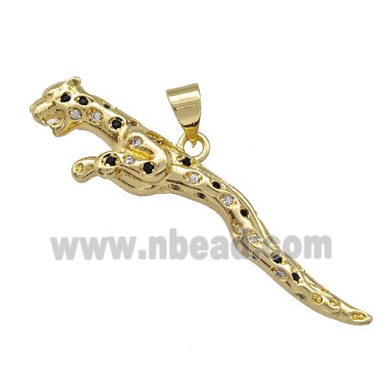 Copper Leopard Pendant Pave Zirconia Gold Plated