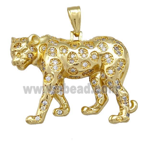 Copper Leopard Pendant Micro Pave Zirconia Gold Plated