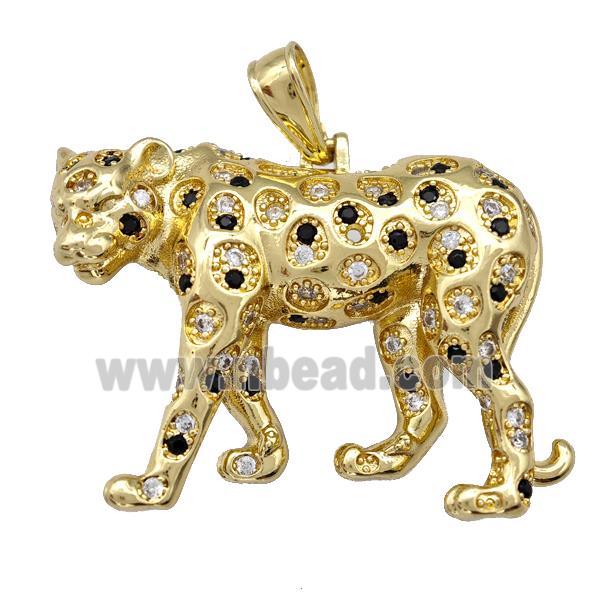 Copper Leopard Pendant Micro Pave Zirconia Gold Plated