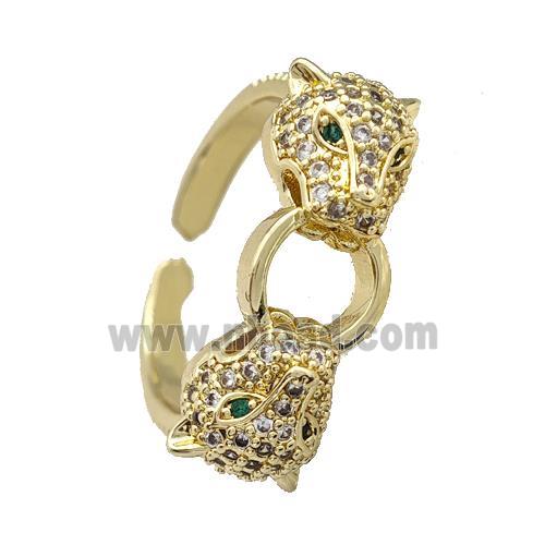 Copper Leopard Rings Micro Pave Zirconia Gold Plated