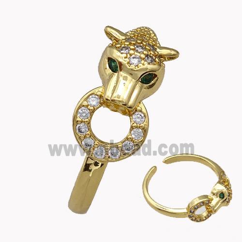 Copper Leopard Rings Micro Pave Zirconia Gold Plated