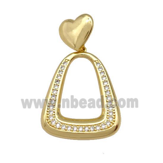 Copper Teardrop Pendant Pave Zirconia Heart Gold Plated