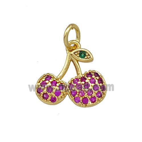 Copper Strawberry Pendant Micro Pave Zirconia Gold Plated