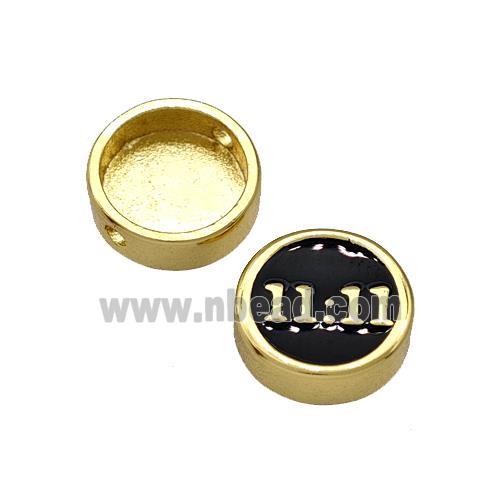 Copper Button Beads Double Eleven 11 Black Enamel Gold Plated