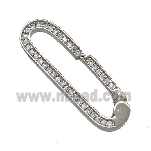 Copper Carabiner Clasp Micro Pave Zirconia Platinum Plated